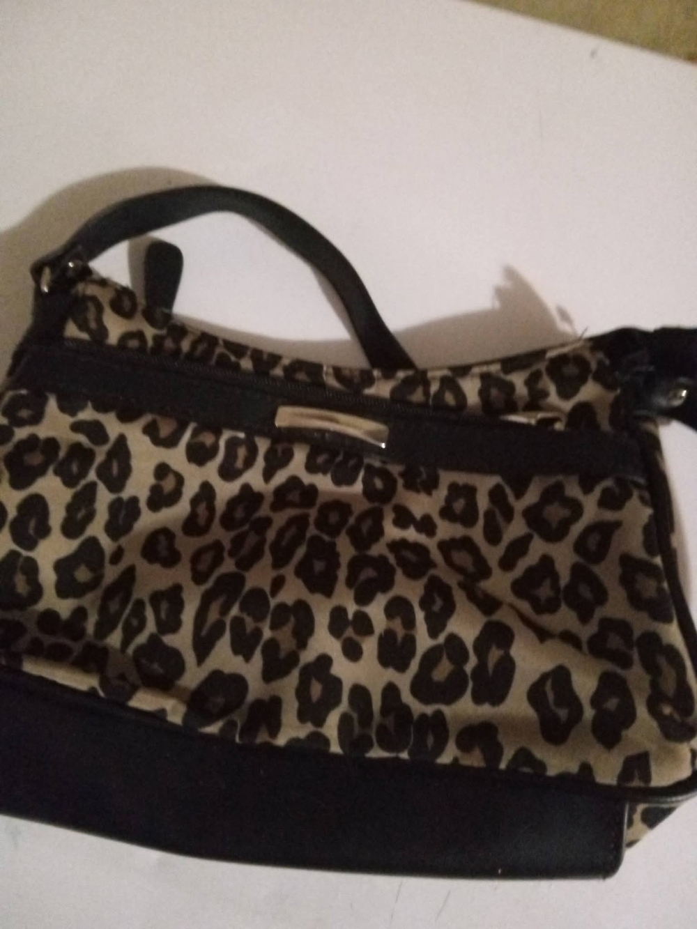 Leopard Print Women's Shoulder Bag - Black and Beige